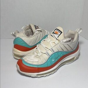 Nike Air Max 98 Cream Teal Orange Sneakers